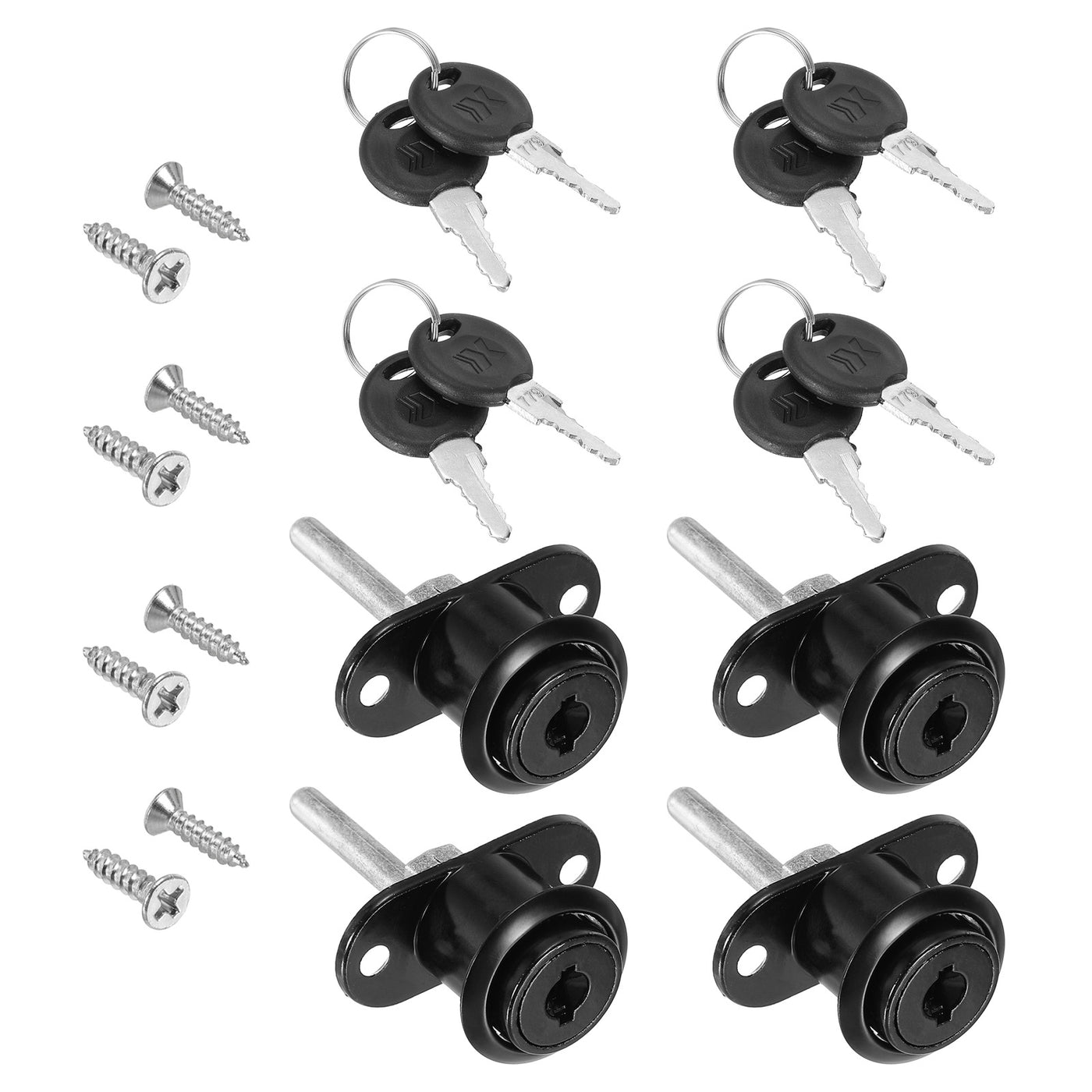 Harfington 19mm Drawer Locks with Keys, 4 Pack Zinc Alloy Nickel Plated Drawer Lock Keyed Different for Furniture Showcase Locker, Black