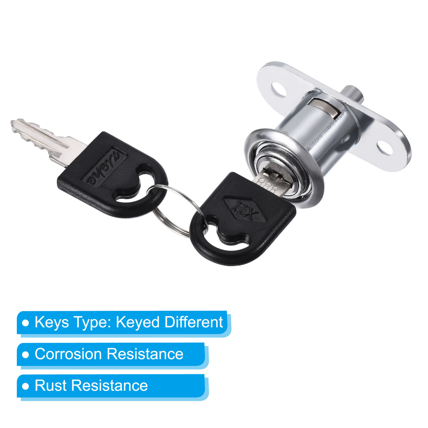 Harfington Drawer Locks with Keys, Zinc Alloy Chrome Finish Drawer Door Lock Keyed Different for Door Furniture Locker Lock