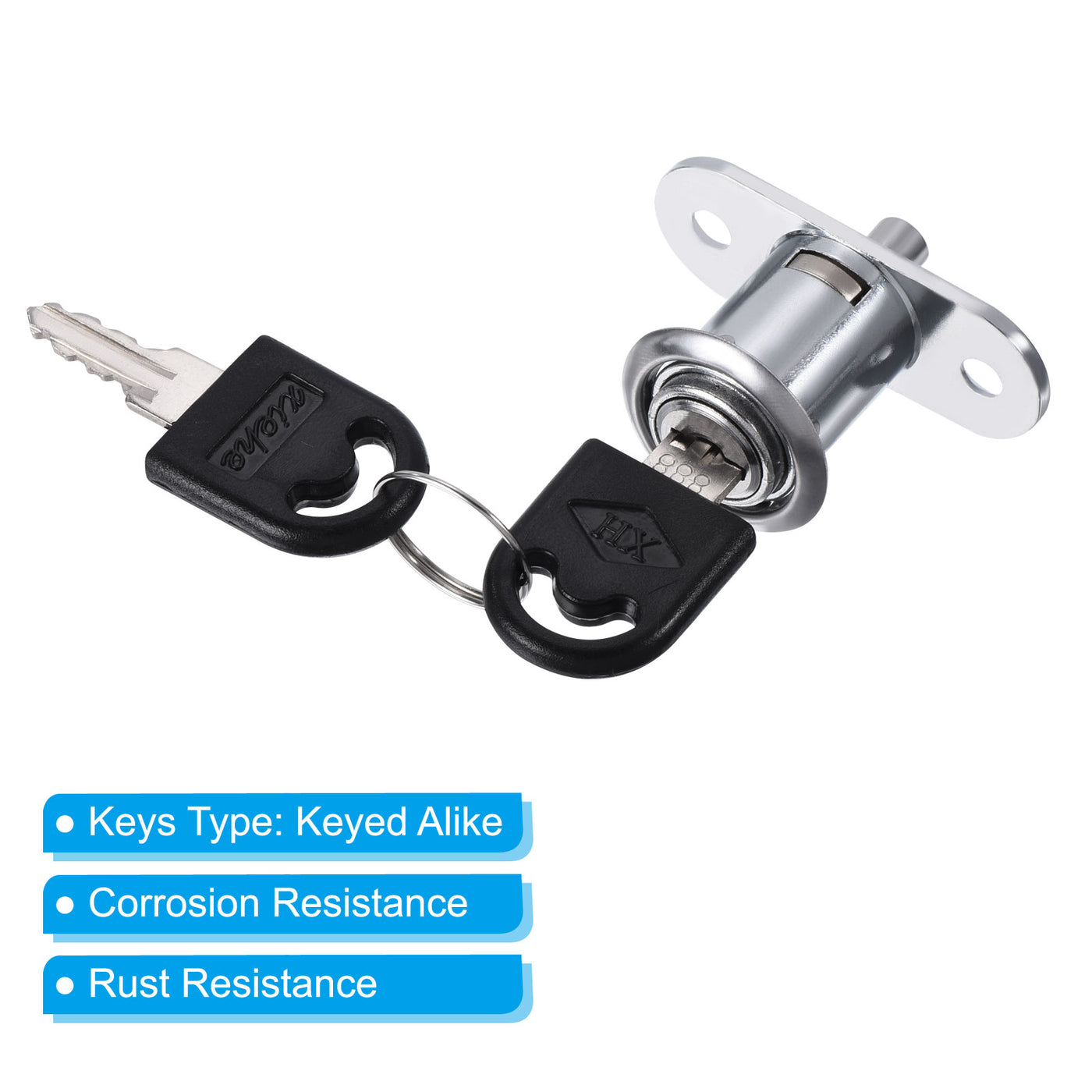 Harfington Cylinder Diameter Cylinder Length Drawer Locks with Keys, Zinc Alloy Chrome Finish Keyed Alike for Door Furniture Locker Lock