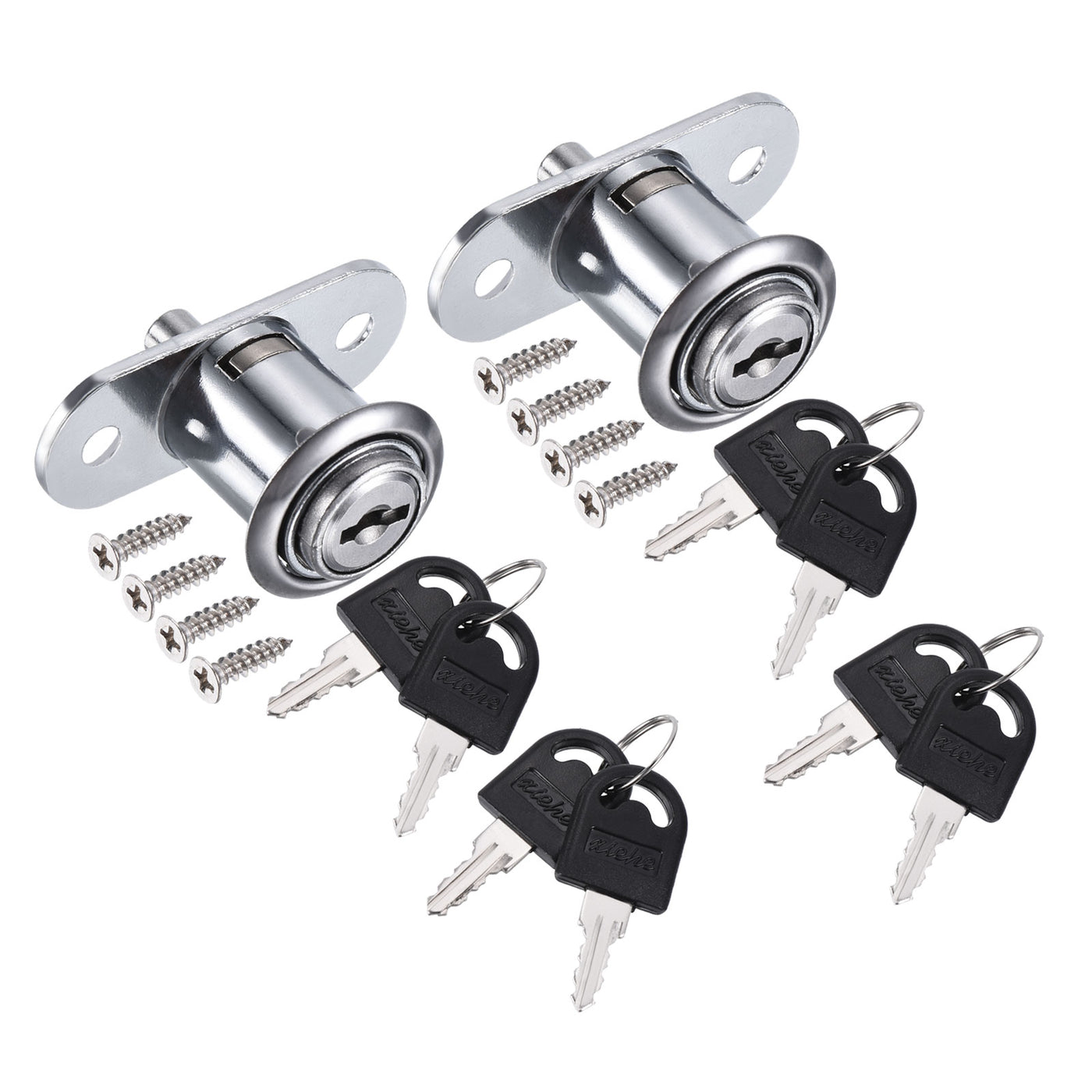 Harfington Cylinder Diameter Cylinder Length Drawer Locks with Keys, Zinc Alloy Chrome Finish Keyed Alike for Door Furniture Locker Lock