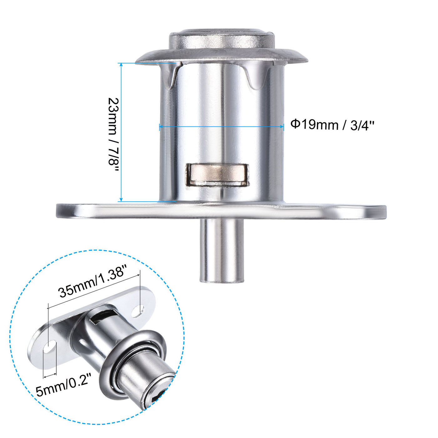 Harfington Cylinder Diameter Cylinder Length Drawer Locks with Keys, Zinc Alloy Chrome Finish Keyed Alike for Door Furniture Locker Lock