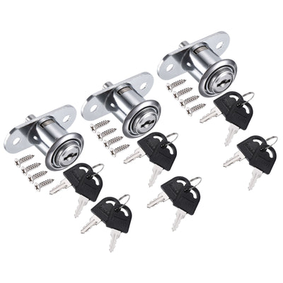 Harfington Cylinder Diameter Cylinder Length Drawer Locks with Keys, Zinc Alloy Chrome Finish Keyed Alike for Door Furniture Locker Lock