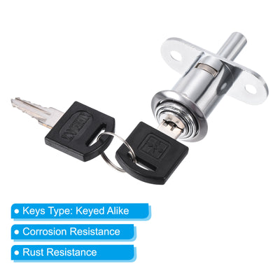 Harfington Cylinder Diameter Cylinder Length Drawer Locks with Keys, Zinc Alloy Chrome Finish Keyed Alike for Door Furniture Locker Lock