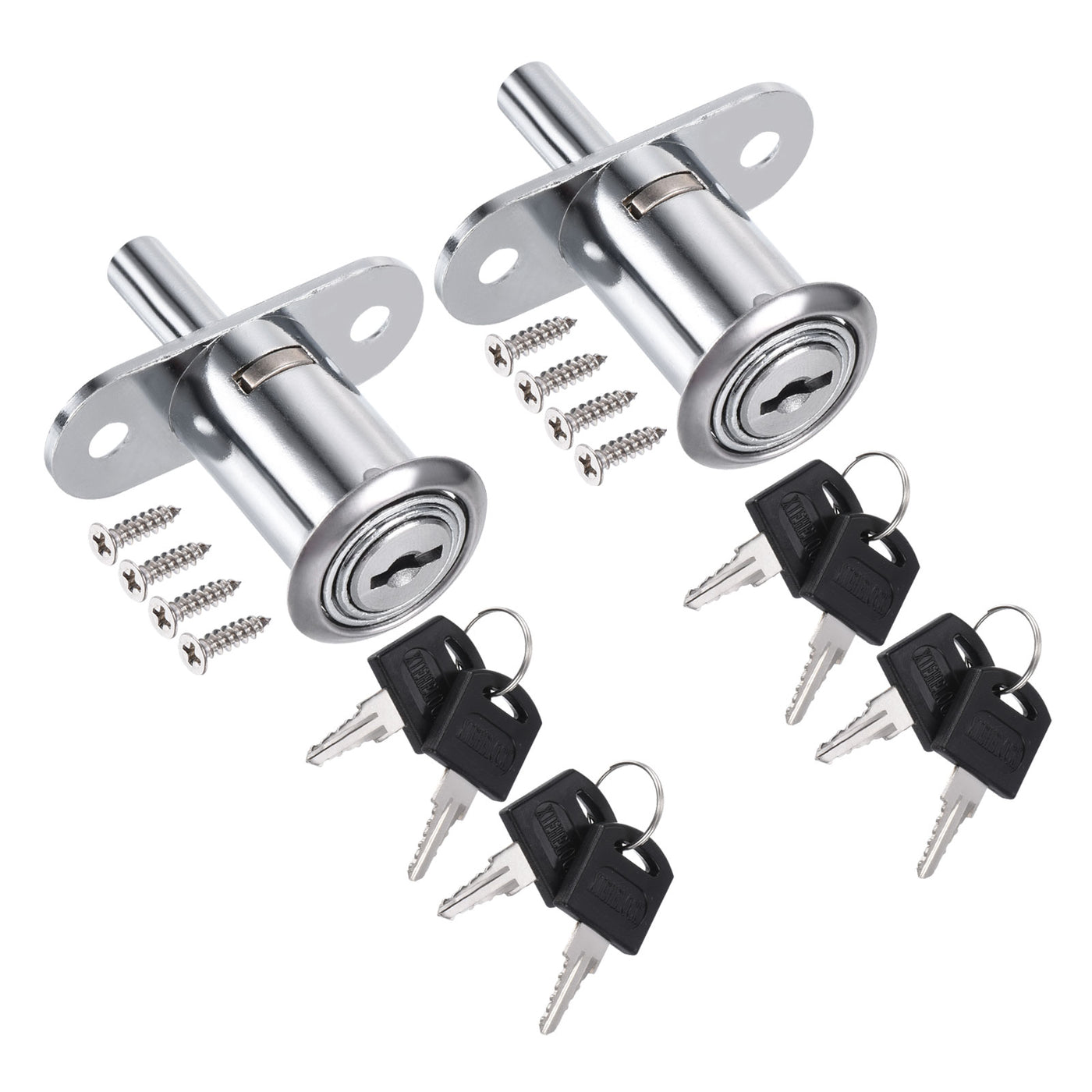 Harfington Cylinder Diameter Cylinder Length Drawer Locks with Keys, Zinc Alloy Chrome Finish Keyed Alike for Door Furniture Locker Lock