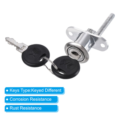 Harfington 16mm Drawer Locks, 2 Pack Zinc Alloy Chrome Finish Drawer Door Lock Keyed Different for Door Furniture Locker Lock, Silver Tone