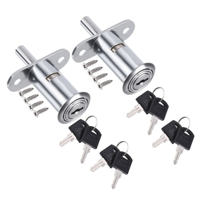 Harfington Cylinder Diameter Cylinder Length Drawer Locks with Keys, Zinc Alloy Chrome Finish Keyed Alike for Door Furniture Locker Lock