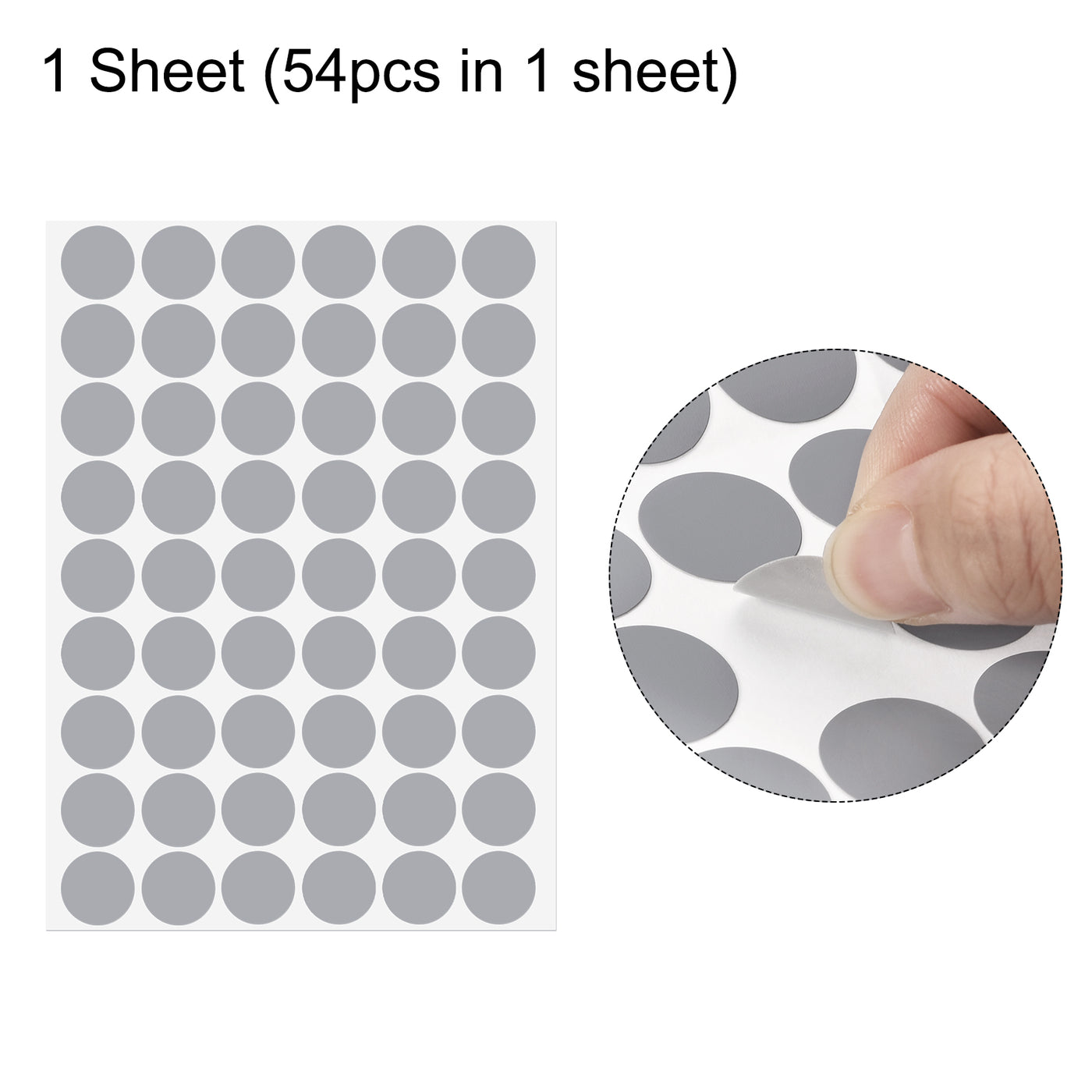 uxcell Uxcell 1 Sheet/54Pcs 21mm Dia PVC Self Adhesive Screw Hole Cover Stickers, Gray