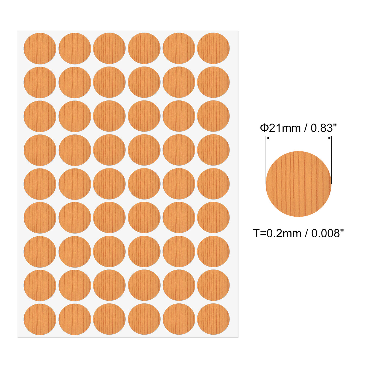 uxcell Uxcell 1 Sheet/54Pcs 21mm PVC Self Adhesive Screw Hole Cover Stickers Textured Orange