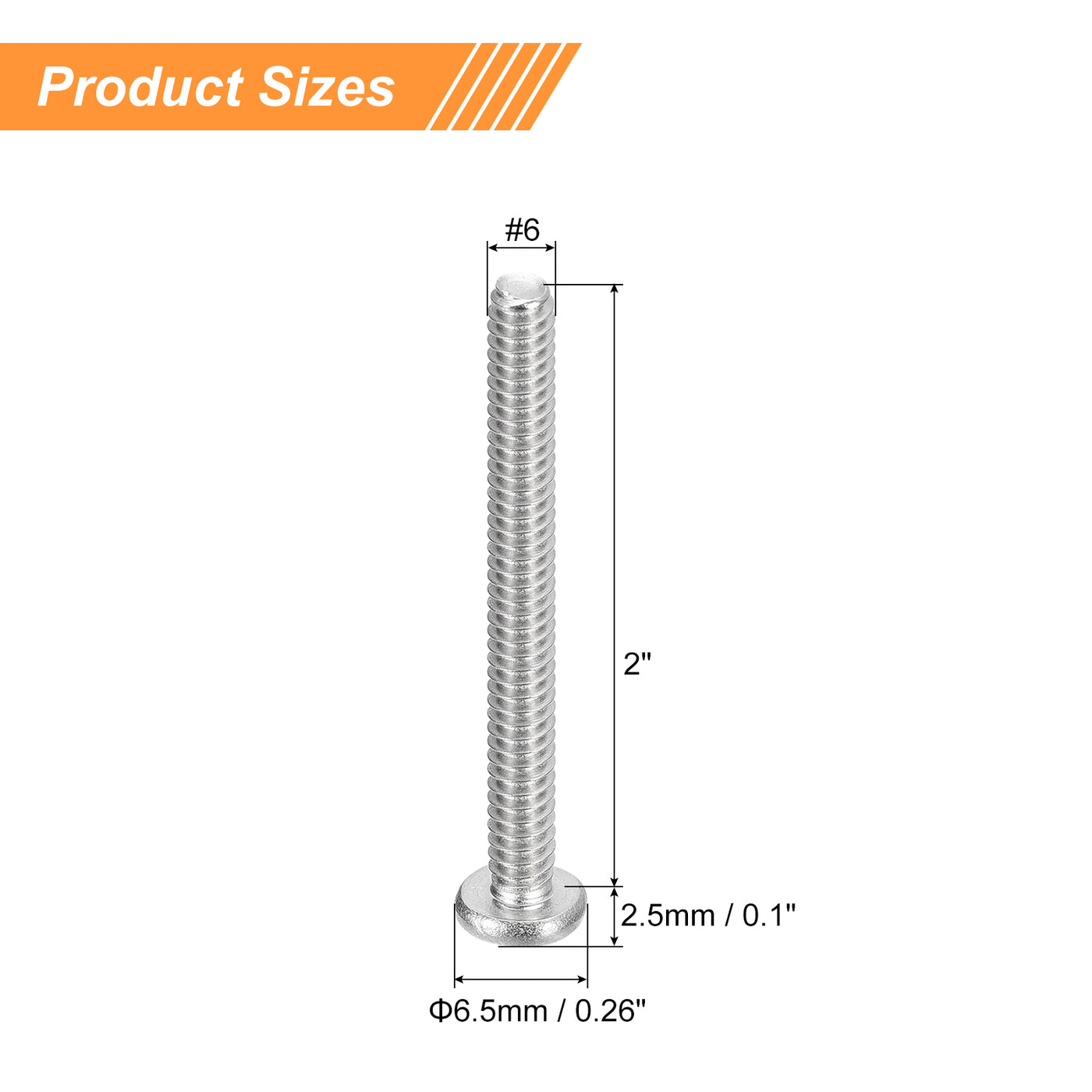 uxcell Uxcell #6-32x2" Pan Head Machine Screws, Stainless Steel 18-8 Screw, Pack of 10