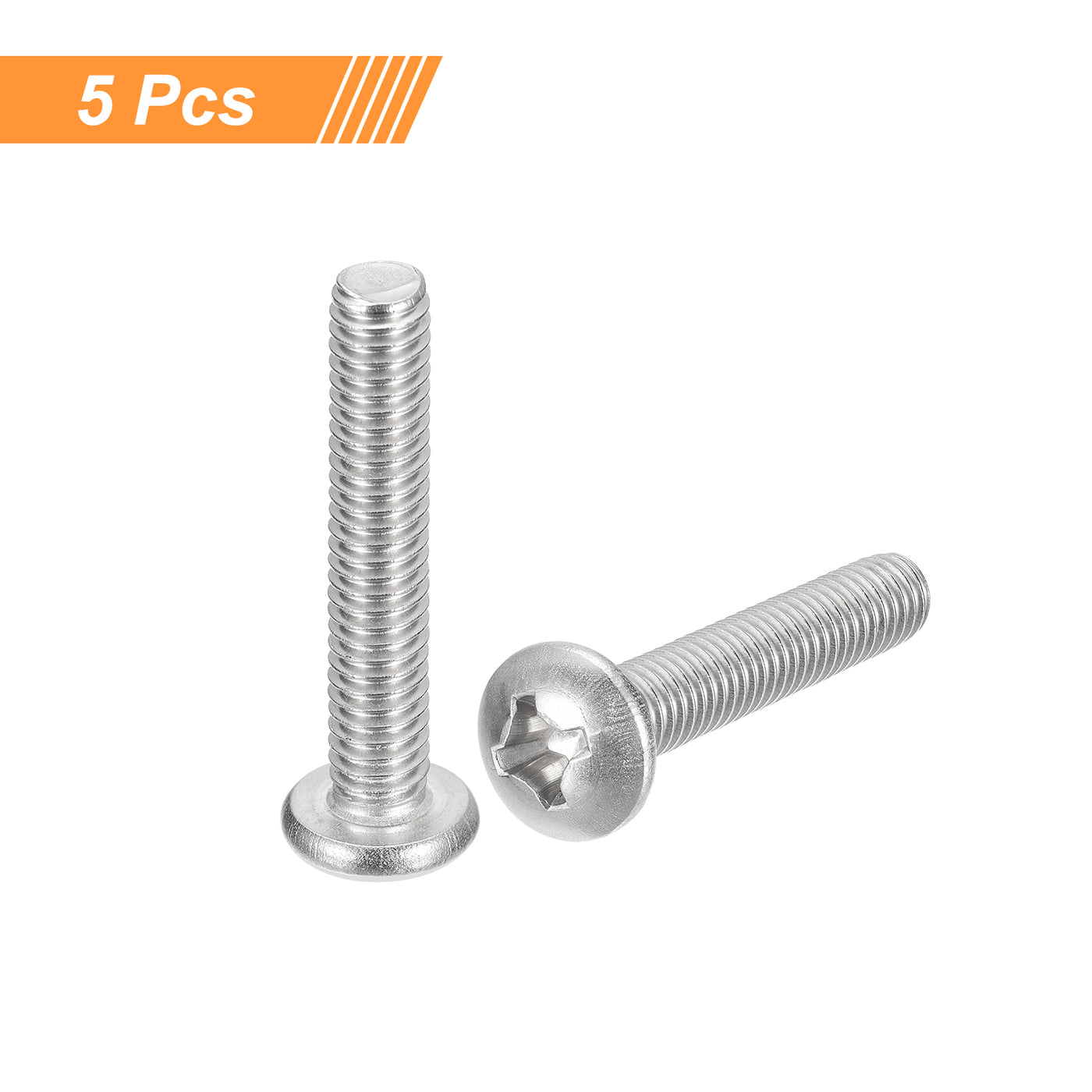 uxcell Uxcell 5/16-18x3" Pan Head Machine Screws, Stainless Steel 18-8 Screw, Pack of 5