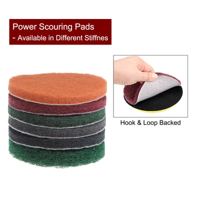 Harfington 15pcs Drill Power Brush 5 Inch Tile Scrubber Scouring Pads, Grey Scrubber Pads