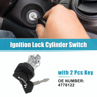 Harfington Ignition Lock Cylinder Switch Fit for Chrysler Daytona - Pack of 3 Silver Tone Black