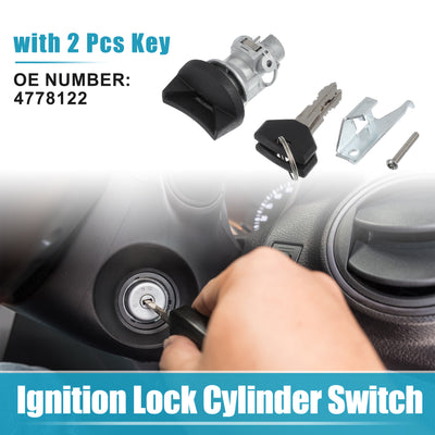 Harfington Ignition Lock Cylinder Switch Fit for Chrysler Daytona - Pack of 3 Silver Tone Black