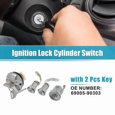 Harfington Ignition Lock Cylinder Kit Fit for Toyota Land Cruiser - Pack of 6 Silver Tone Black Bronze Tone