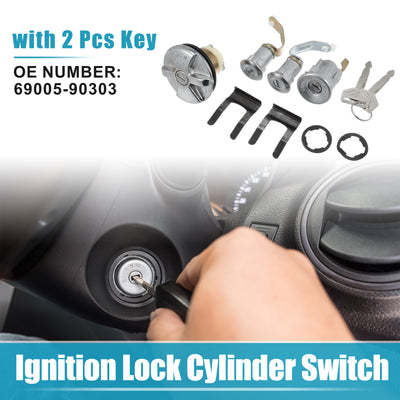 Harfington Ignition Lock Cylinder Kit Fit for Toyota Land Cruiser - Pack of 6 Silver Tone Black Bronze Tone