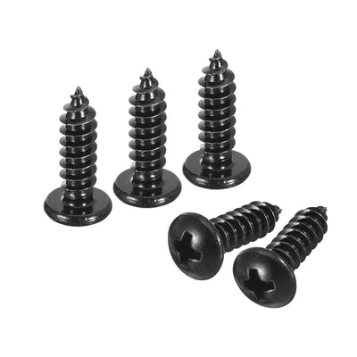 uxcell Uxcell 5mm x 16mm Phillips Pan Head Self-tapping Screw, 50pcs - 304 Stainless Steel Round Head Wood Screw Full Thread (Black)