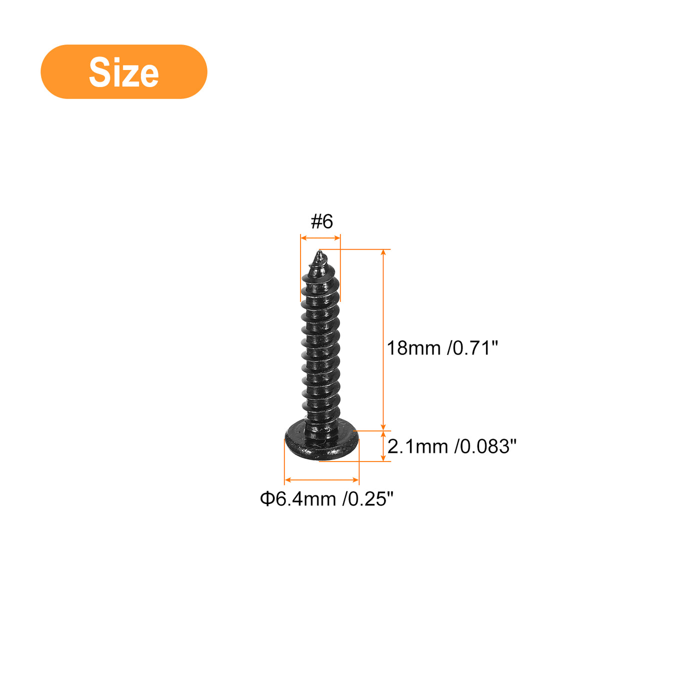 uxcell Uxcell #6 x 11/16" Phillips Pan Head Self-tapping Screw, 100pcs - 304 Stainless Steel Round Head Wood Screw Full Thread (Black)