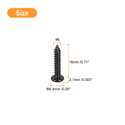 Harfington Uxcell #6 x 11/16" Phillips Pan Head Self-tapping Screw, 100pcs - 304 Stainless Steel Round Head Wood Screw Full Thread (Black)