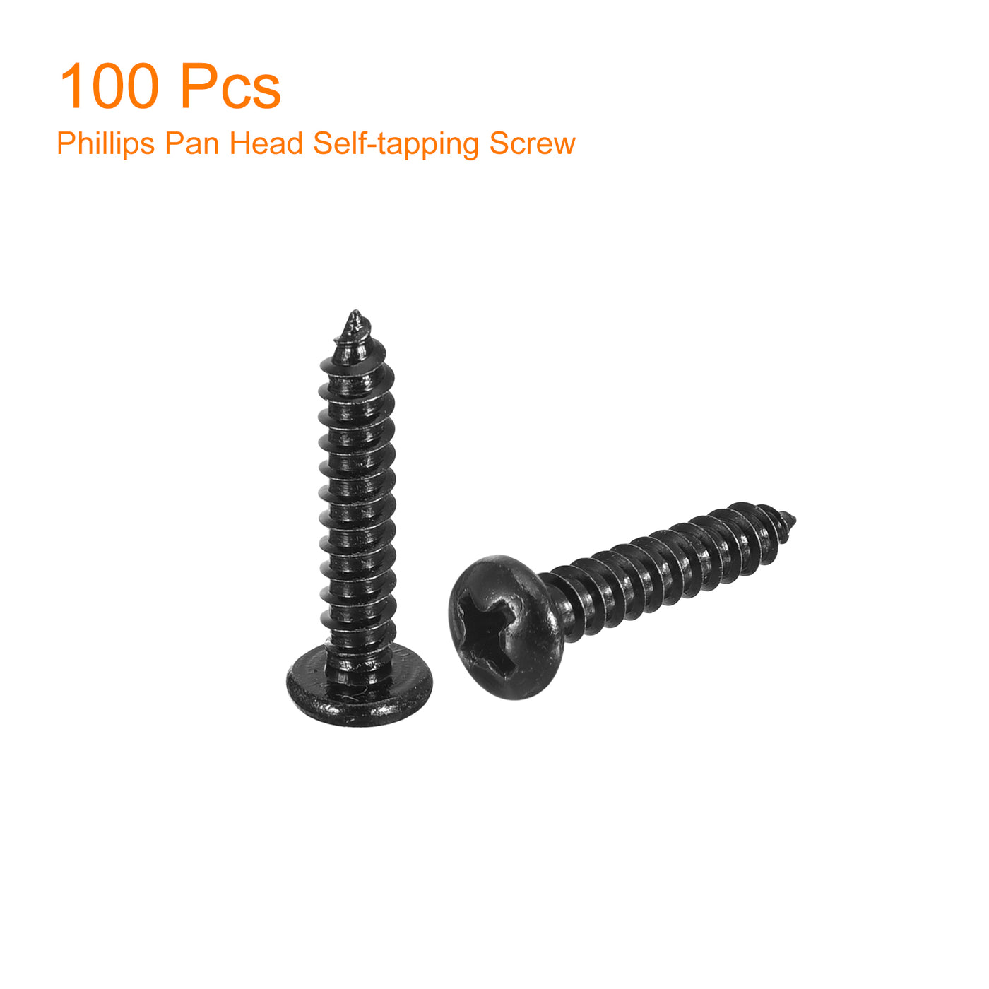 uxcell Uxcell #6 x 11/16" Phillips Pan Head Self-tapping Screw, 100pcs - 304 Stainless Steel Round Head Wood Screw Full Thread (Black)