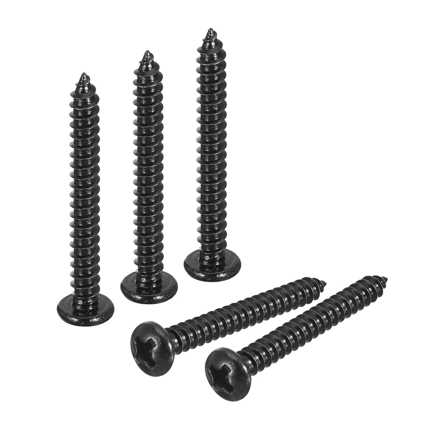 uxcell Uxcell #6 x 1-3/16" Phillips Pan Head Self-tapping Screw, 50pcs - 304 Stainless Steel Round Head Wood Screw Full Thread (Black)