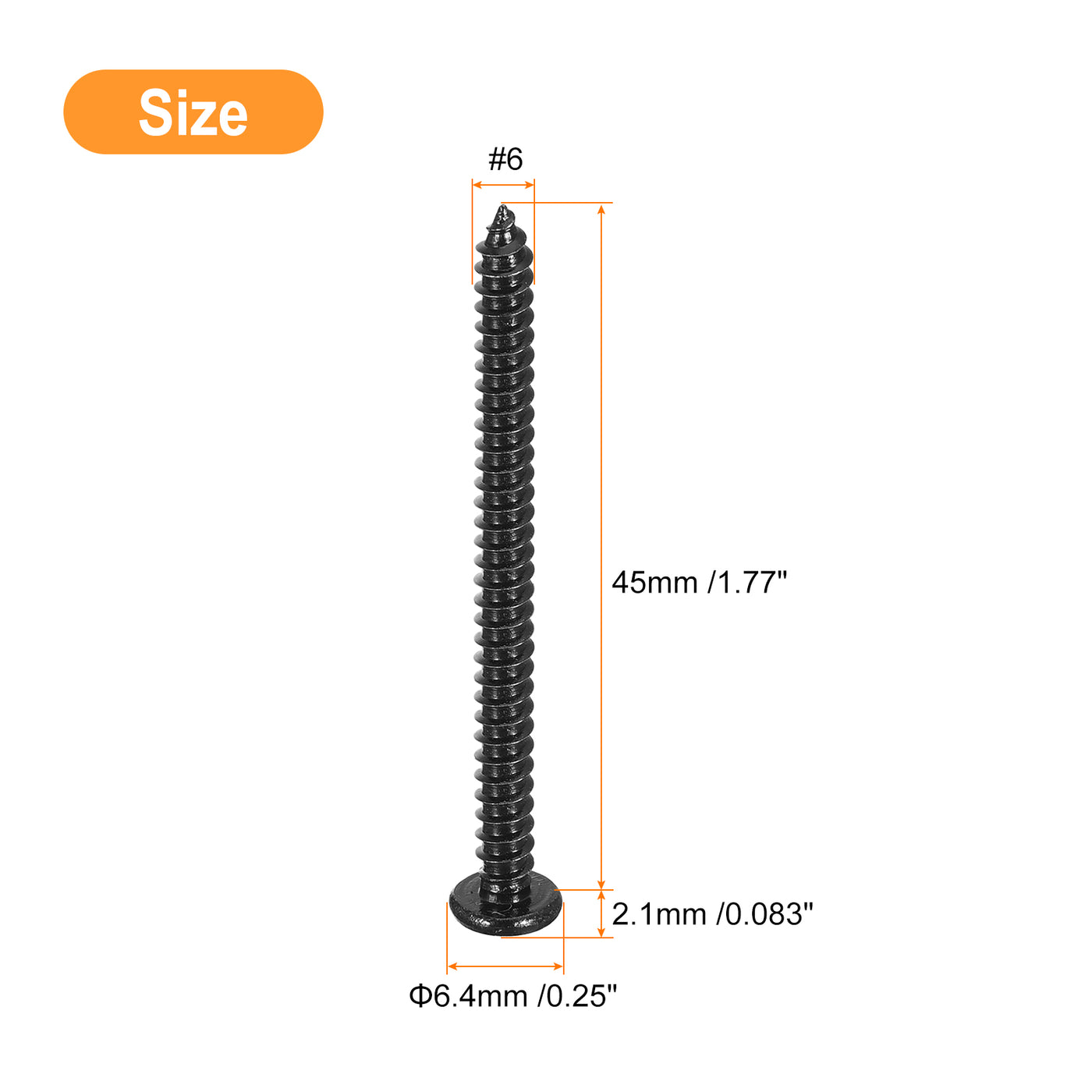 uxcell Uxcell #6 x 1-3/4" Phillips Pan Head Self-tapping Screw, 50pcs - 304 Stainless Steel Round Head Wood Screw Full Thread (Black)