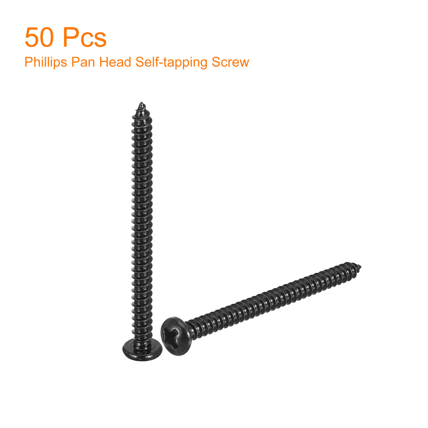 uxcell Uxcell #6 x 1-3/4" Phillips Pan Head Self-tapping Screw, 50pcs - 304 Stainless Steel Round Head Wood Screw Full Thread (Black)