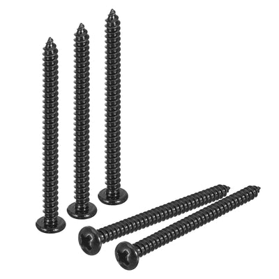 uxcell Uxcell #6 x 1-3/4" Phillips Pan Head Self-tapping Screw, 50pcs - 304 Stainless Steel Round Head Wood Screw Full Thread (Black)