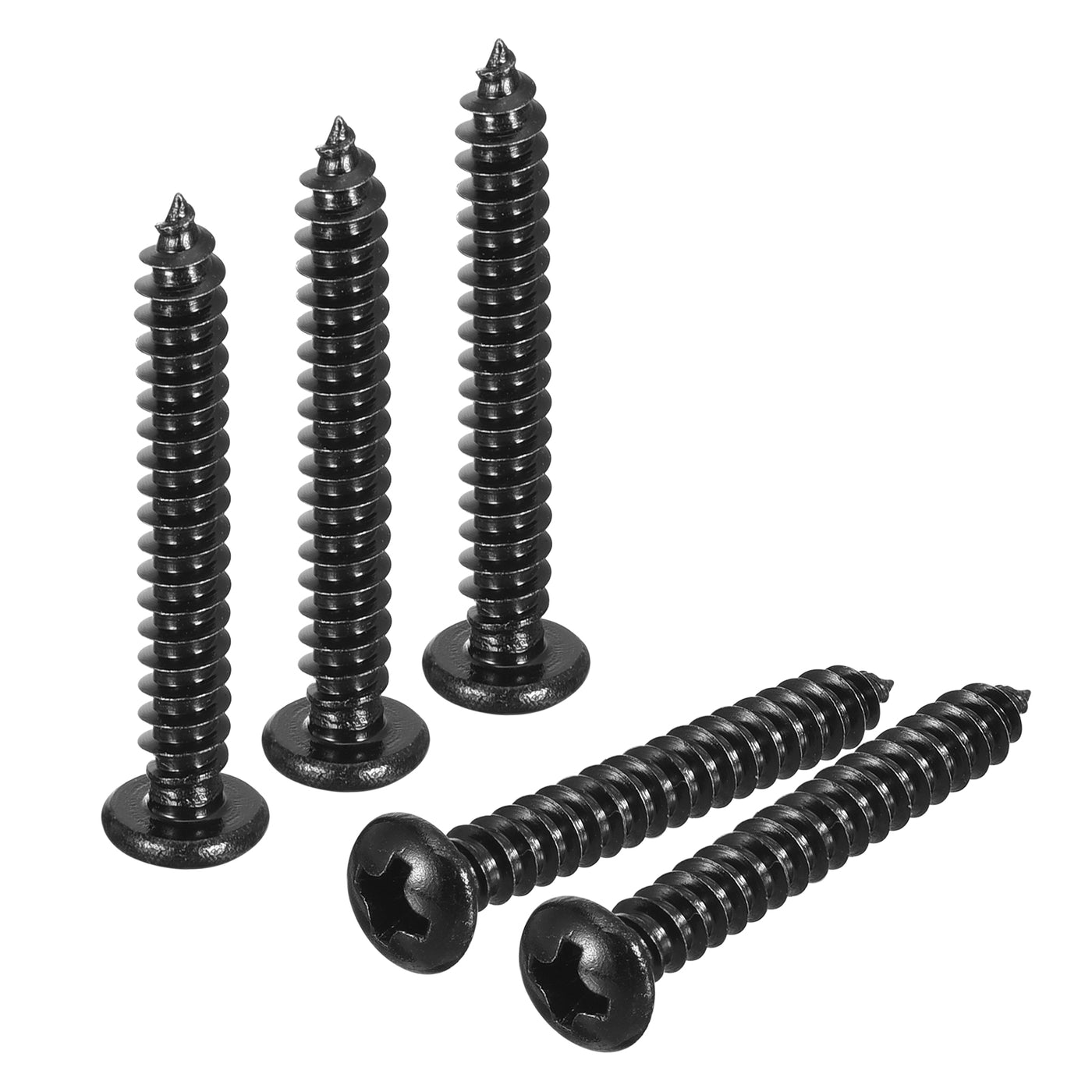 uxcell Uxcell #8 x 1-3/16" Phillips Pan Head Self-tapping Screw, 50pcs - 304 Stainless Steel Round Head Wood Screw Full Thread (Black)