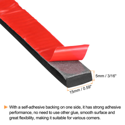 Harfington Uxcell 0.6"W x 3/16"T x 5'L Adhesive Rubber Strips Solid Neoprene Rubber Strips Sheet