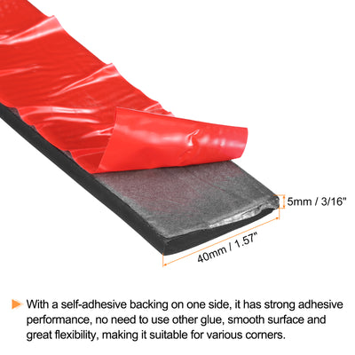 Harfington Uxcell 1.6"W x 3/16"T x 5'L Adhesive Rubber Strips Solid Neoprene Rubber Strips Sheet