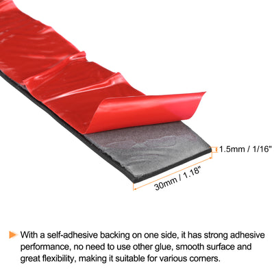 Harfington Uxcell 1.2"W x 1/16"T x 6'L Adhesive Rubber Strips Solid Neoprene Rubber Strips Sheet