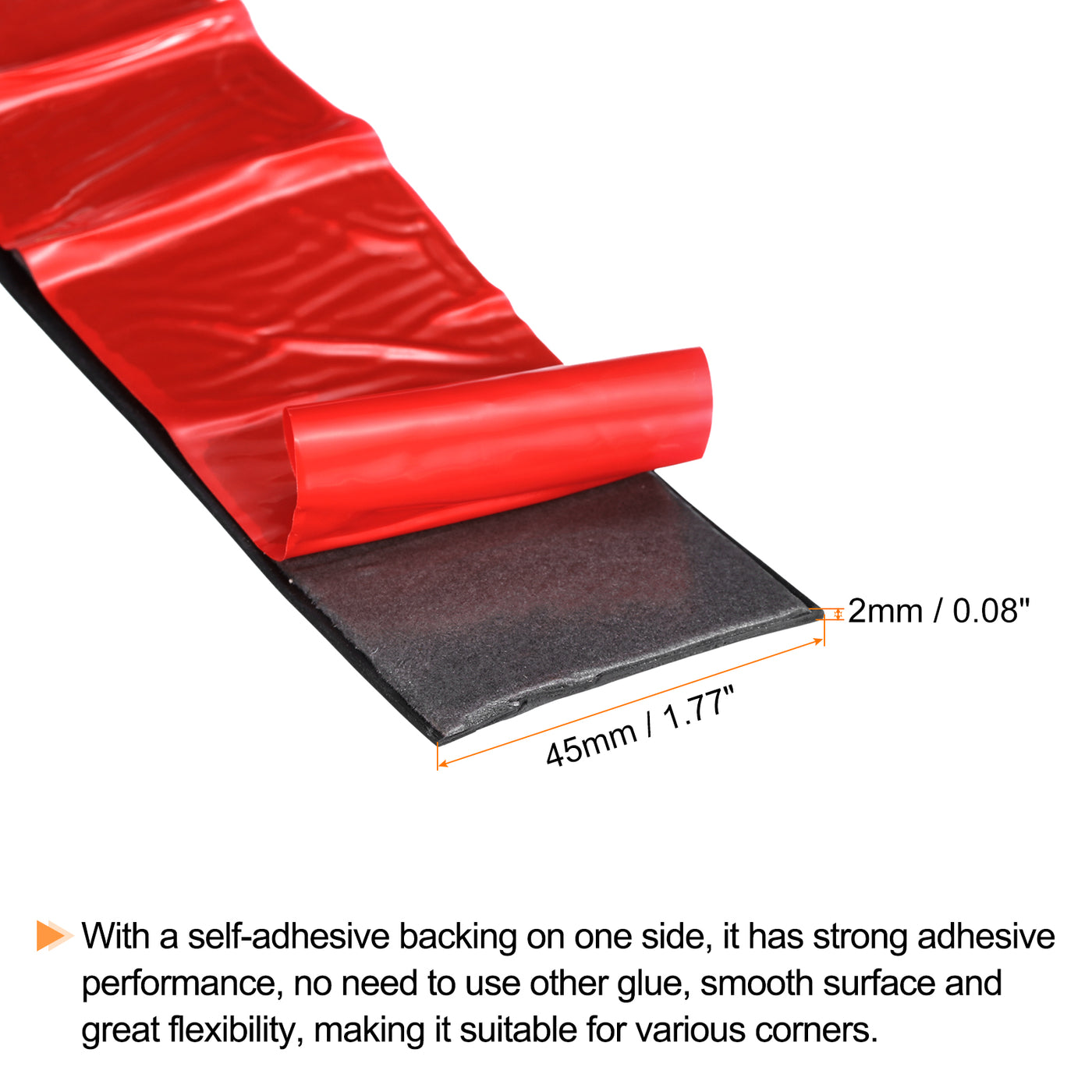 uxcell Uxcell 1.8"W x 4/65"T x 6'L Adhesive Rubber Strips Solid Neoprene Rubber Strips Sheet