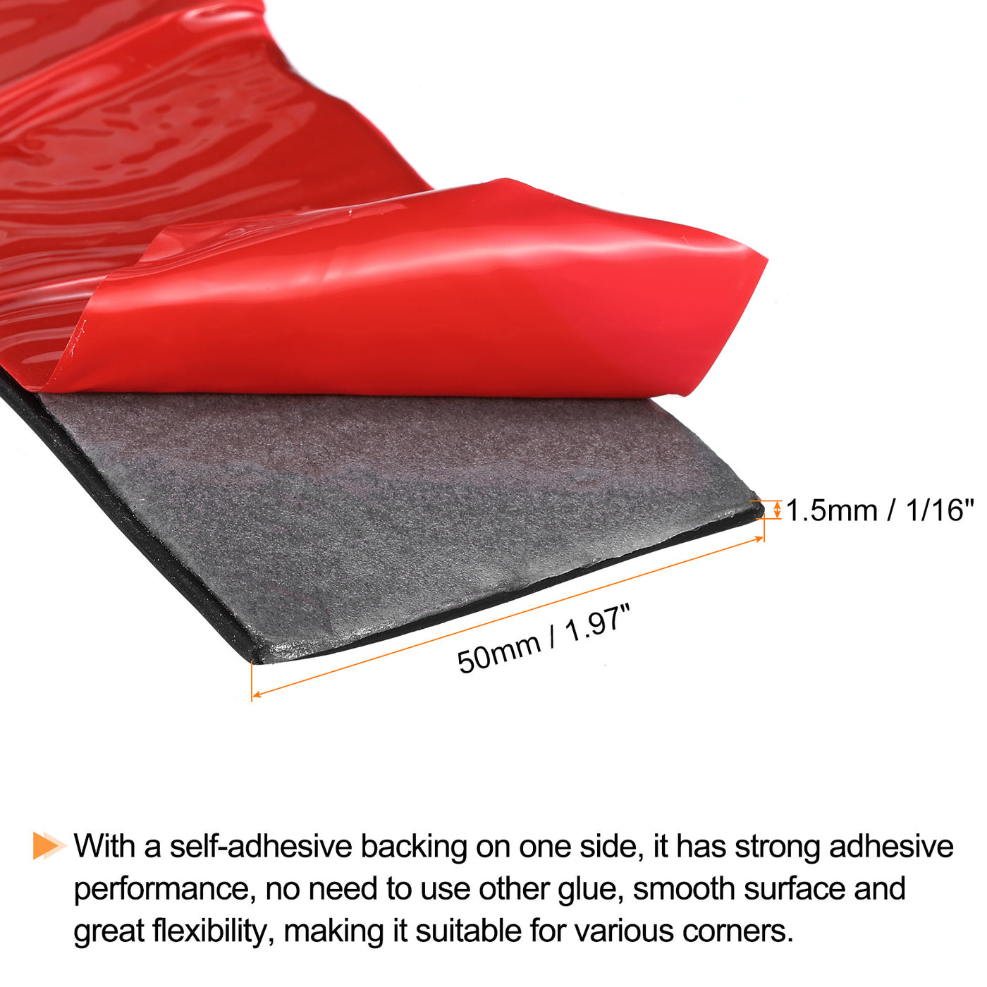 uxcell Uxcell 2"W x 1/16"T x 10'L Adhesive Rubber Strips Solid Neoprene Rubber Strips Sheet