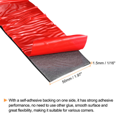 Harfington Uxcell 2"W x 1/16"T x 3'L Adhesive Rubber Strips Solid Neoprene Rubber Strips Sheet