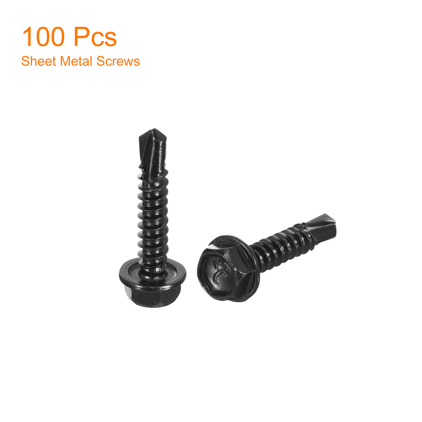 uxcell Uxcell 100Pcs #10 x 1" Hex Washer Head Self Drilling Screws Sheet Metal Screws