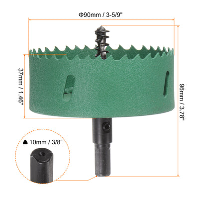 Harfington 90mm 3-5/9" M42 High Speed Steel Bi-Metal Hole Saw Drill Bit for Wood Plastic