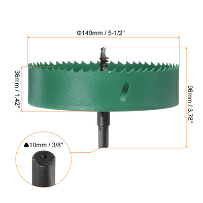 Harfington 140mm 5-1/2" M42 High Speed Steel Bi-Metal Hole Saw Drill Bit for Wood Plastic