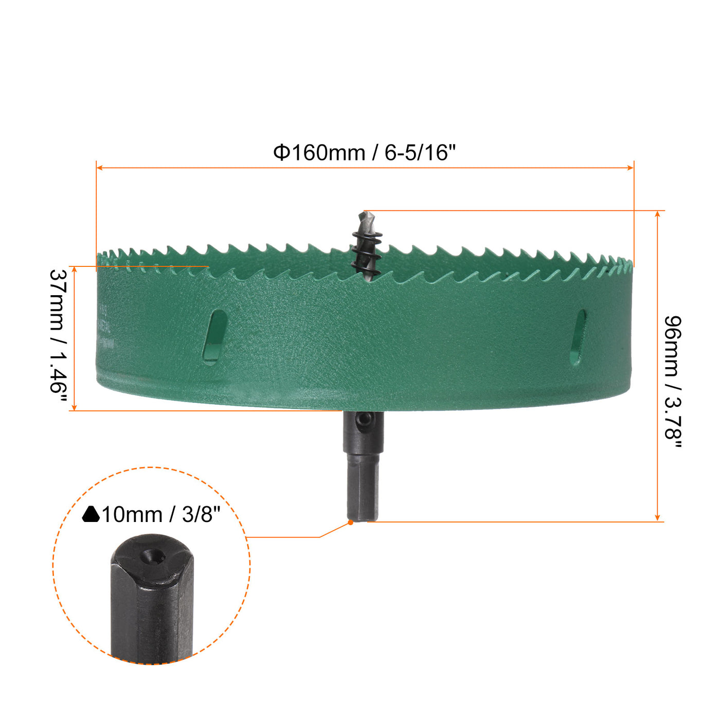 Harfington 160mm 6-5/16" M42 High Speed Steel Bi-Metal Hole Saw Drill Bit for Wood Plastic