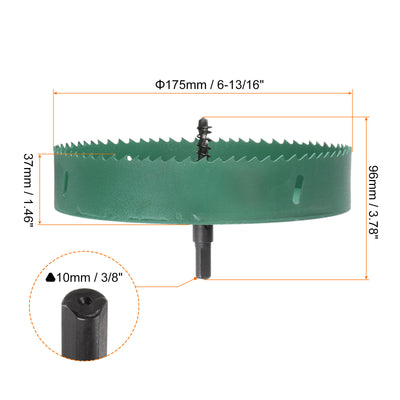 Harfington 175mm 6-13/16" M42 High Speed Steel Bi-Metal Hole Saw Drill Bit for Wood Plastic