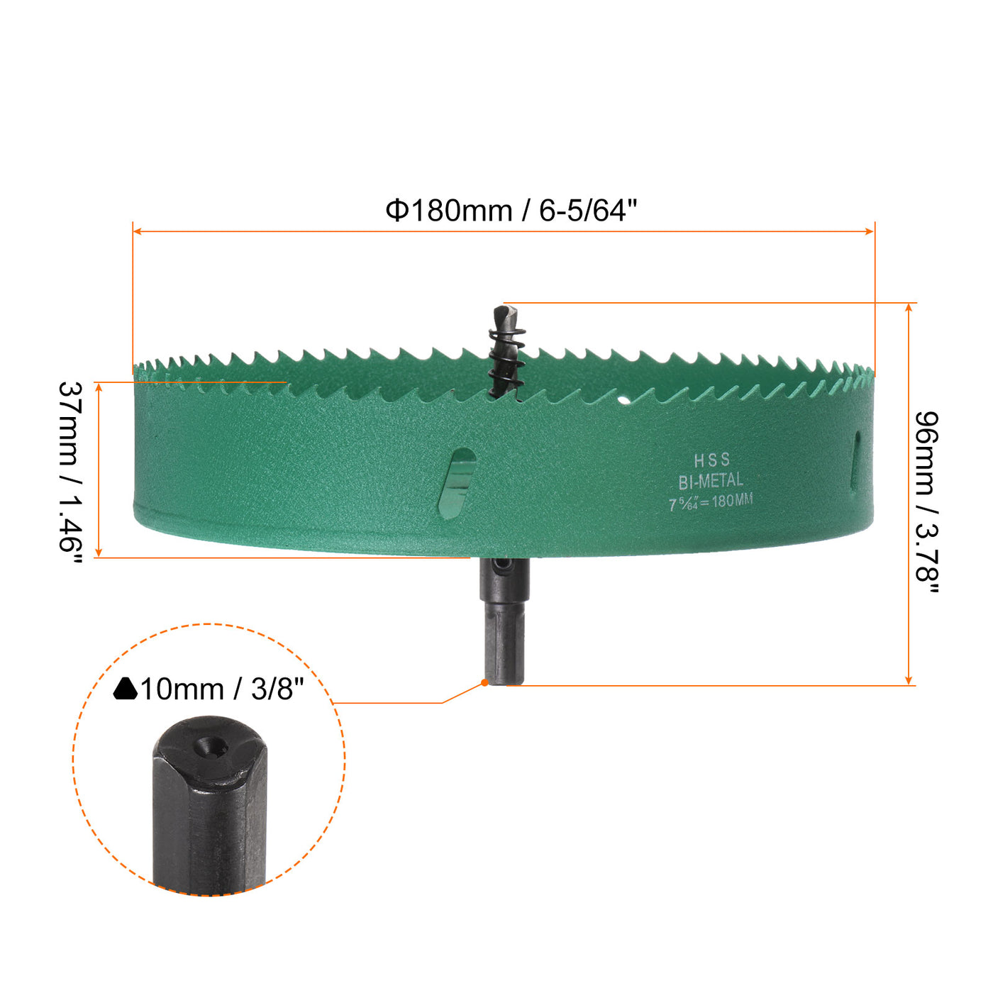 Harfington 180mm 6-5/64" M42 High Speed Steel Bi-Metal Hole Saw Drill Bit for Wood Plastic