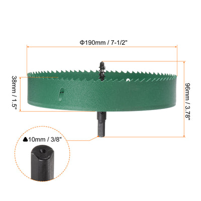 Harfington 190mm 7-1/2" M42 High Speed Steel Bi-Metal Hole Saw Drill Bit for Wood Plastic