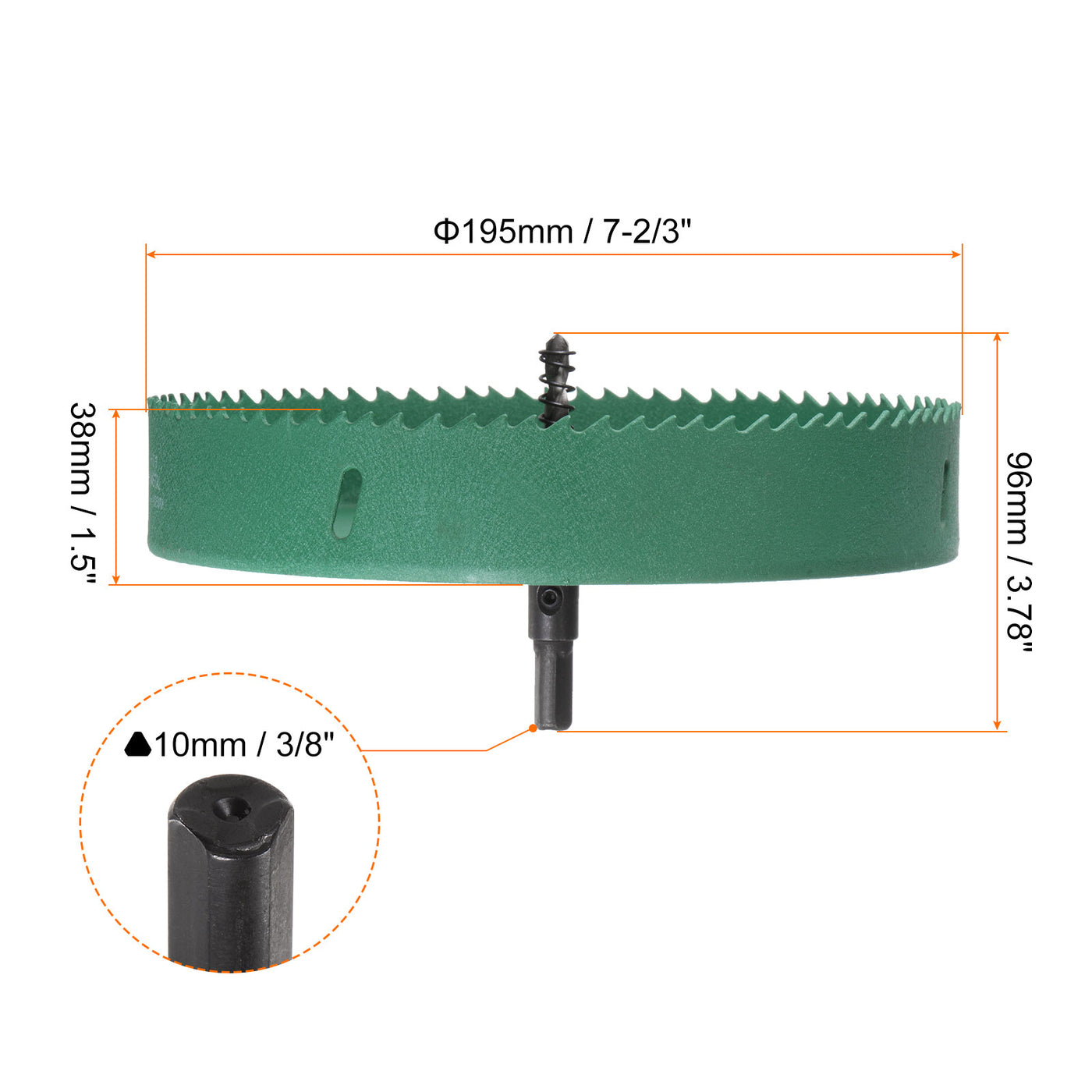 Harfington 195mm 7-2/3" M42 High Speed Steel Bi-Metal Hole Saw Drill Bit for Wood Plastic