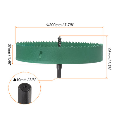 Harfington 200mm 7-7/8" M42 High Speed Steel Bi-Metal Hole Saw Drill Bit for Wood Plastic