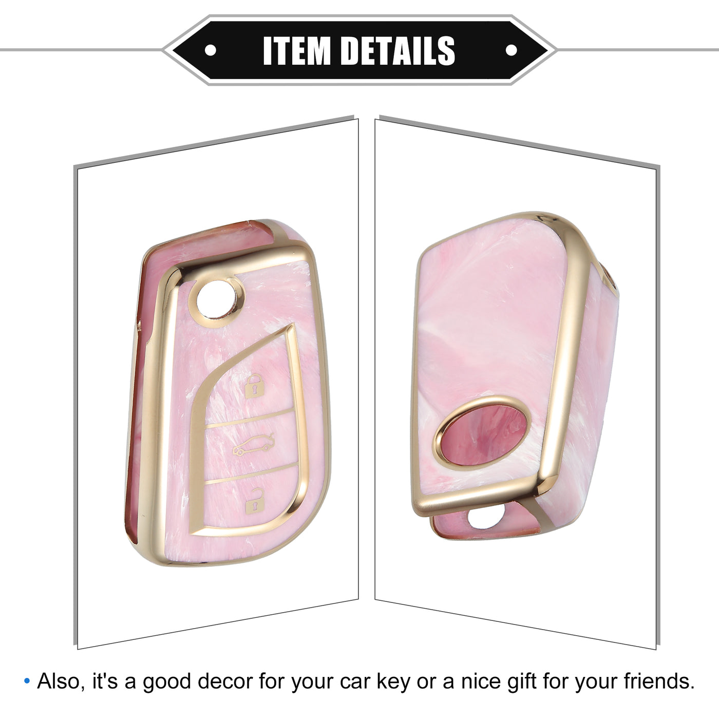 VekAuto Key Fob Cover Case Compatible for Toyota Fortuner 2017-2022, Soft TPU Pink 3 Button Remote Keyless Smart Key Fob Case Protection Shell