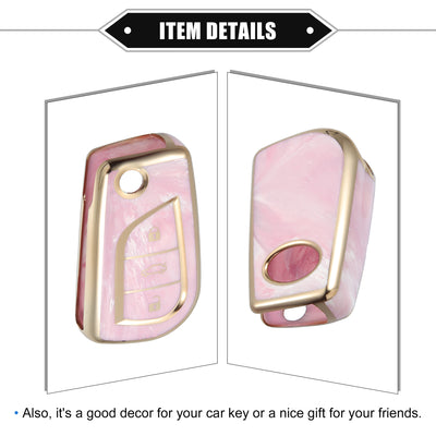 Harfington Key Fob Cover Case Compatible for Toyota Fortuner 2017-2022, Soft TPU Pink 3 Button Remote Keyless Smart Key Fob Case Protection Shell