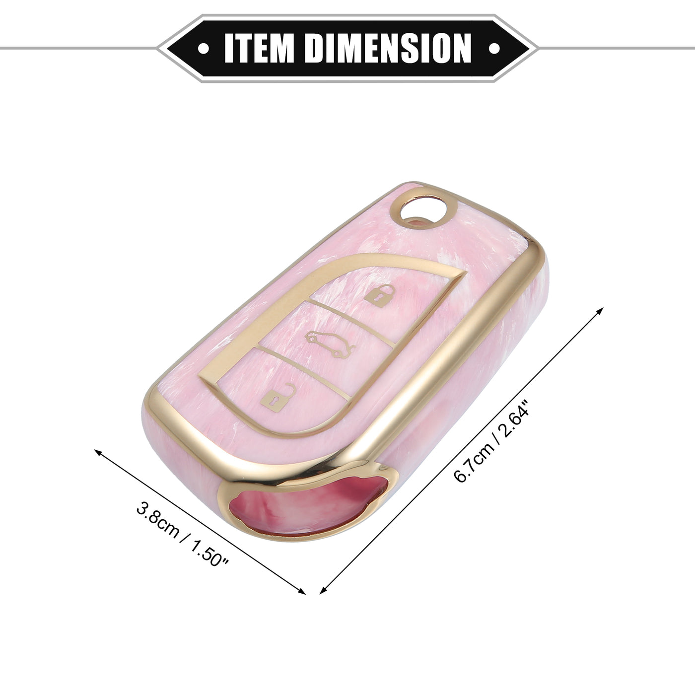 VekAuto Key Fob Cover Case Compatible for Toyota Fortuner 2017-2022, Soft TPU Pink 3 Button Remote Keyless Smart Key Fob Case Protection Shell