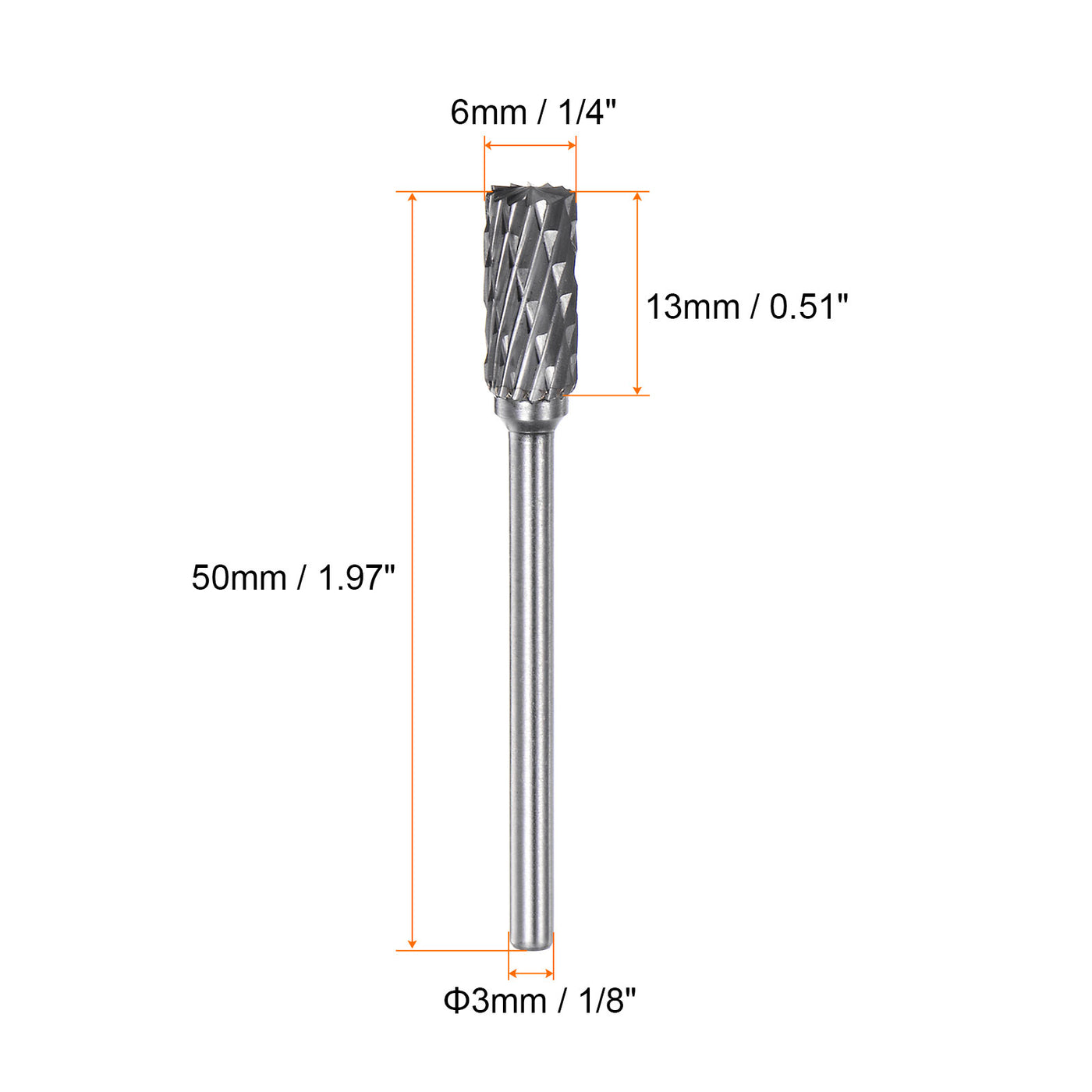 Harfington 10pcs 1/4" (6mm) Head 1/8" (3mm) Shank A-Shape Double Cut Carbide Rotary Burrs