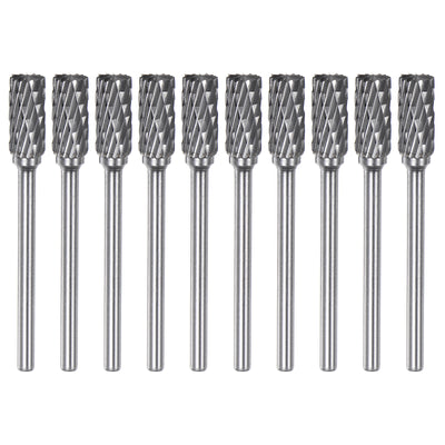 Harfington 10pcs 1/4" (6mm) Head 1/8" (3mm) Shank A-Shape Double Cut Carbide Rotary Burrs