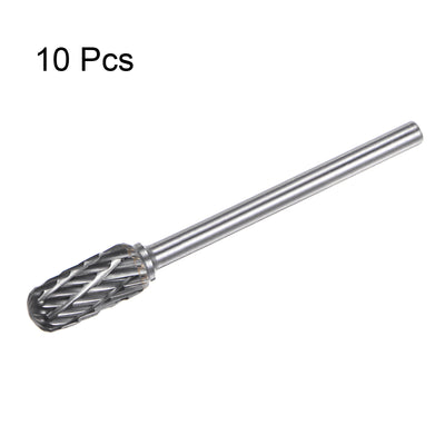 Harfington 10pcs 1/4" (6mm) Head 1/8" (3mm) Shank C-Shape Double Cut Carbide Rotary Burrs