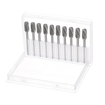 Harfington 10pcs 1/4" (6mm) Head 1/8" (3mm) Shank C-Shape Double Cut Carbide Rotary Burrs